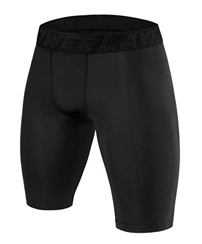 PowerLayer Boys' Compression Baselayer Shorts Thermal Shorts Underwear - Black Stealth, Boys Large (10-12 Years)