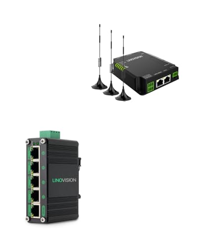 Router Industrial LINOVISION Desbloqueado 4G LTE con Switch Solar POE Industrial de 5 Puertos Gigabit, Soporta Dual SIM, RS485 y DI/DO, Switch POE con Voltaje Booster DC12V-48V a DC48V miniatura 1