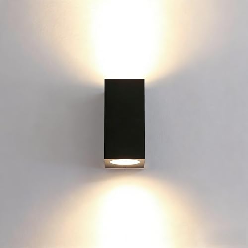 1Pack Black Outside Wall Light,Aluminium Up Down Outdoor Wall lamp, GU10 Exterior Wall Sconce, IP44 Waterproof Garden Lights for Front Door, Patio, Terrace, Hallway, Garage, Porch