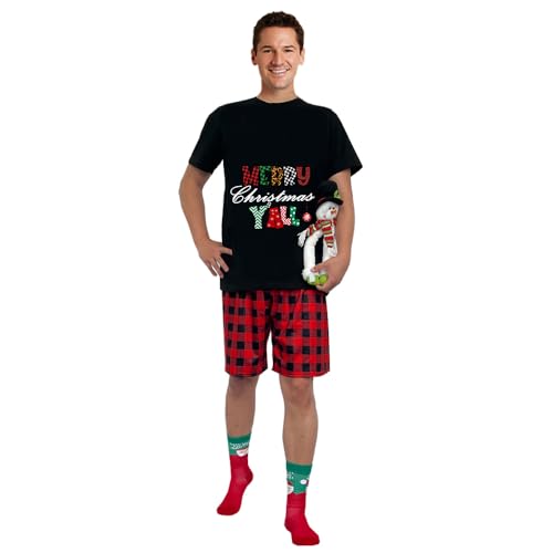 Merry Christmas Santa Claus Snowman Gnomies Couple Short Christmas Matching Pajamas Set2