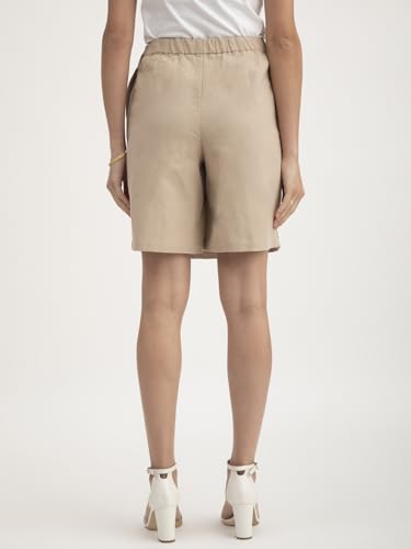 Image of FableStreet Women Skort Casual Wear | Overlapping Panel Design with Mid-Rise Fit & Open Pockets | Cotton Linen Woven Fabric for Everyday Comfort & Minimalist Style