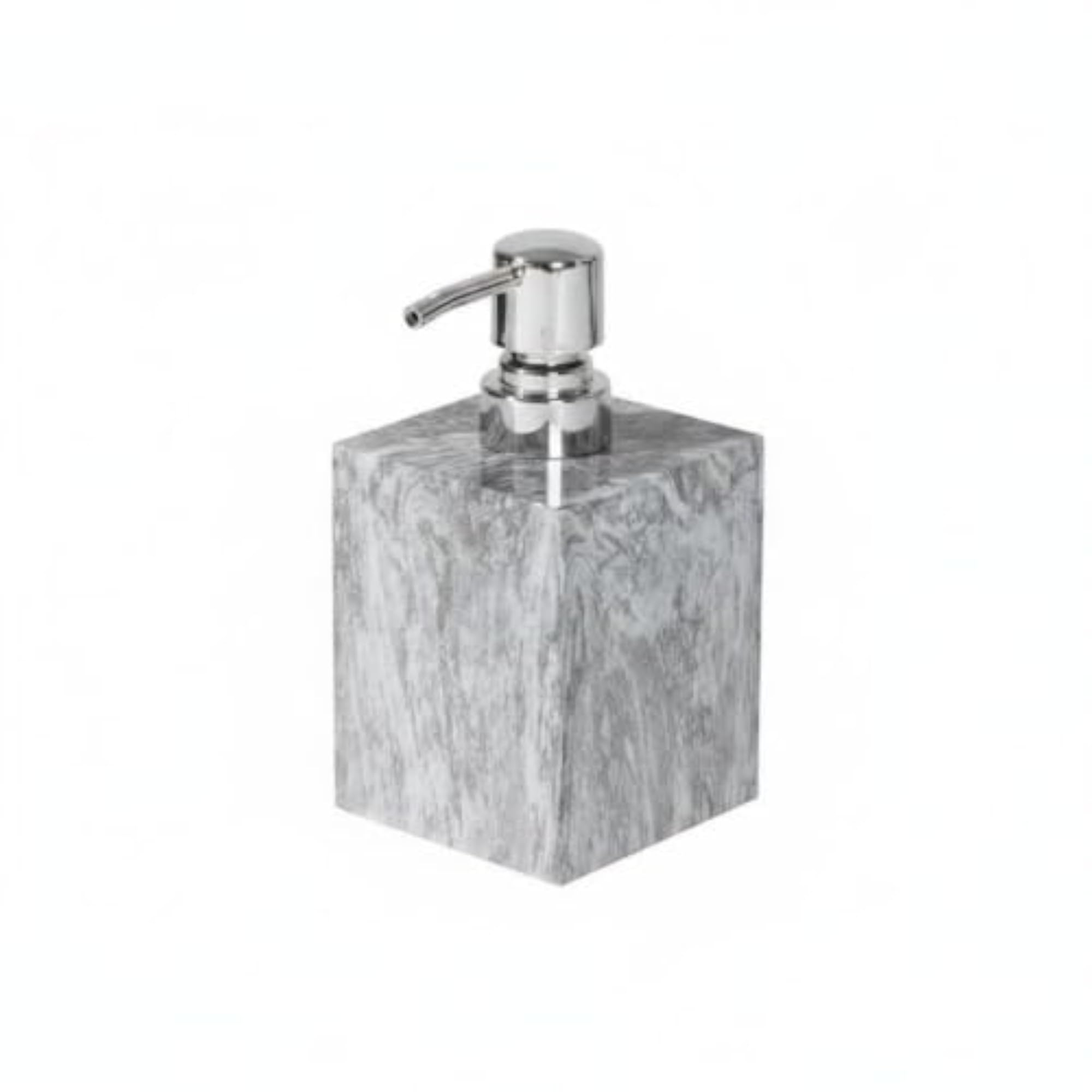 Marble Texture Resin Soap Dispenser Bottle, Gray Silver Pump