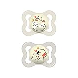 MAM Supreme Night Schnuller im 2er-Set, leuchtender Babyschnuller für eine gesunde Zahn- und Kieferentwicklung, beugt Hautreizungen vor, mit Schnullerbox, 0-6 Monate, Fuchs/Koala