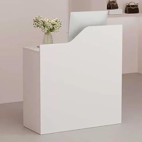 White,31.4in/80cm,Reception Desk, Reception Counter Table with Lockable Drawers and Keyboard Stand, Modern Front Table, for Lobbies, Salons, Retail, Home Offices