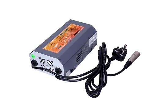Image of EVLIYA EV SCOOTY & Bike Chargers 60 Volt / 6 Amp / 67.2 Volt Auto Battery Cut (Round PIN XLR Hero Type Connector) with Led Endication (Lithium Battery Charger) Suitable for All e-Vehicles