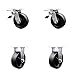 Glass Filled Nylon Swivel Caster w/Main. Free Bearings Set of 4 w/6" x 2" Black Wheels - Includes 2 Swivel with Total Lock Brakes & 2 Rigid - 5000 lbs Total Capacity - Service Caster Brand