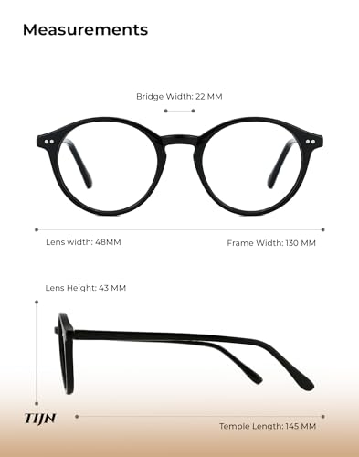 Image of TIJN Blue Light Blocking Glasses Men Women Vintage Thick Round Rim Frame Eyeglasses
