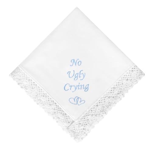 Image of HOULIFE Wedding Handkerchiefs for Bride Something Blue Bride Groom Gift | Soft Material, Breathable & Durable, Handkerchief for Bride on Wedding Day, Lace Edge