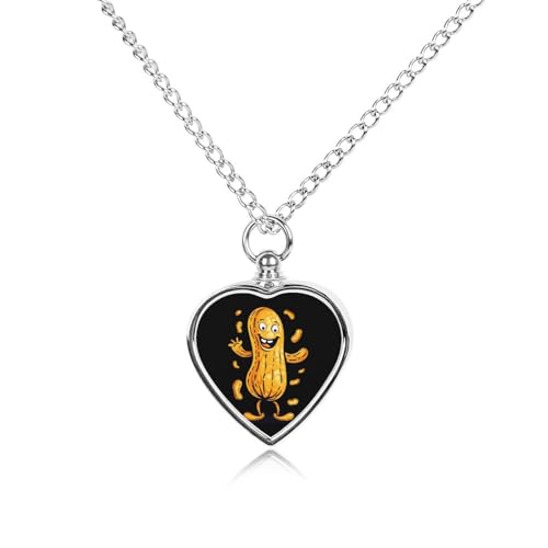 Peanut Graphic Pet Urn Necklace for Dog Cat Ashes Cremation Jewelry Memorial Loss Keepsake Pendant