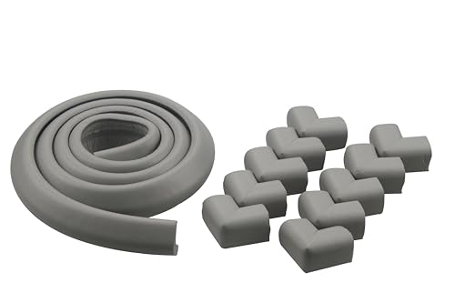 Image of WONDERLAND Corner Protector Baby Proofing, Soft Rubber Foam Corner Protector Guards, Kitchen & Furniture Corner Guard, Edge Safety Bumpers, 3M Adhesive (19.5ft Long Plus 10 Corners) (Moke Grey)