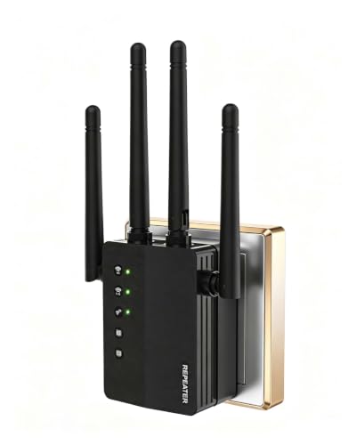 Image of WiFi Extender, 1200Mbps Dual Band 2.4 /5GHz WiFi Extender Signal Booster - 12880 Sq Ft Coverage, Easy Setup, Supports 105 Devices, 1-Tap Setup & Ethernet Port