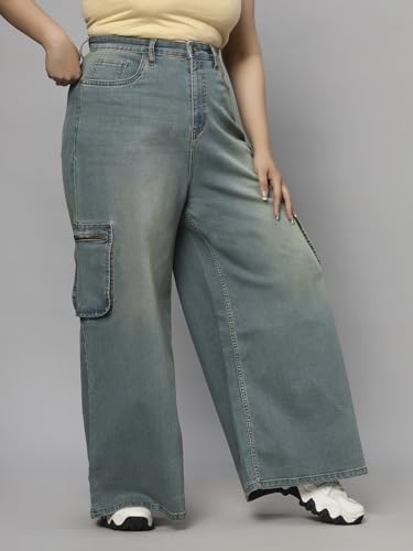 Image of TURNING BLUE Extra Wide High Rise Stretchable Plus Size Jeans for Women