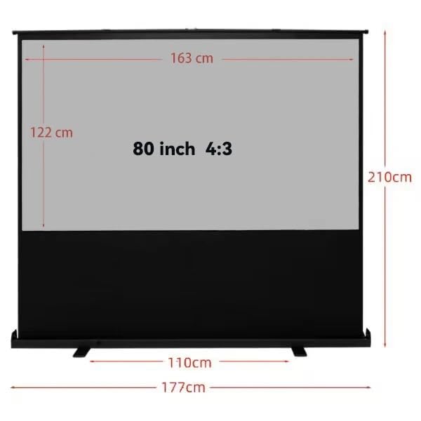 Pantalla portátil de proyección enrollable con soporte de piso 80 pulgadas miniatura 2