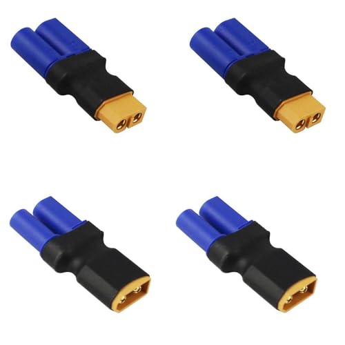 2pcs Male XT60 to Female EC5 Connector Adapter for RC LiPo 2pcs Male EC5 Losi to Female XT60 Connector Adapter XT-60 LiPO Battery XT 60(4 pcs)