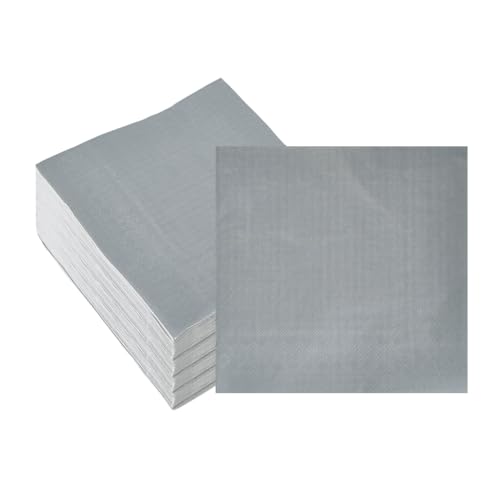 Ottin 100-pack Silver Paper Dinner Napkins 6.5 x 6.5 Inch Disposable Luncheon Party Napkins for Birthday Wedding Party Family Gathering Anniversary Graduation Easter Valentines Day