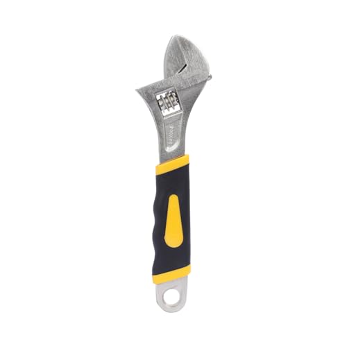 Image of 8 Inch (200mm) Adjustable Spanner Wrench (26MM MAX JAW) |SH-11073E| High Carbon Steel Forged, Polished Nickel Finish, Dual-Grip Handle, Laser Scale. For DIY and Professionals