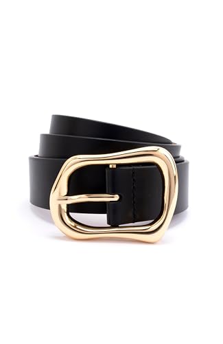 kate spade new york Women's 1.20 Inch Belt with Molten Metal Buckle, Leather Accessory, Adjustable Sizing