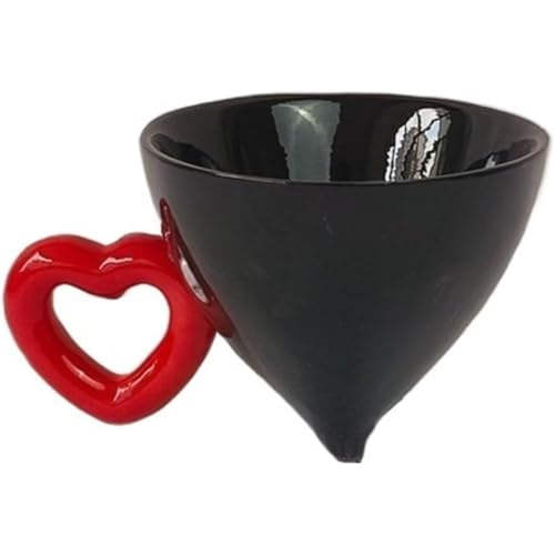 KQQKクリエイティブな円錐形の陶器マグカップハート型ダイニングテーブルコーヒーミルクアフタヌーンティーマグ (120ml,S3 1PC)