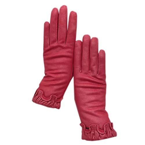 Guantes de Piel de Oveja para Mujer de Invierno Guantes de conducción con Forro Suave Grueso de Cuero cálido