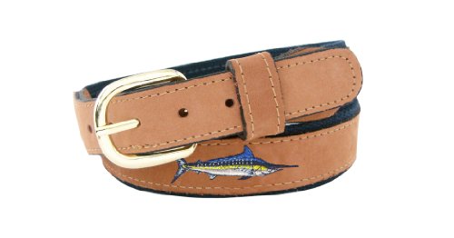 ZEP-PRO Men's Tan Leather Embroidered Marlin Belt - Product