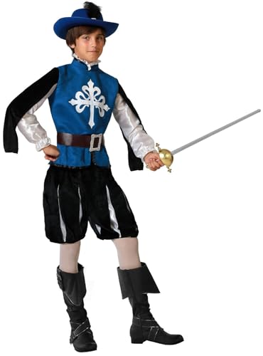Atosa disfraz mosquetero medieval azul niño 7 a 9 años