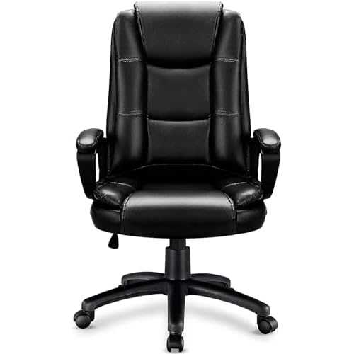 OFIKA Home Office Chair, 400LBS Big and Tall Computer Chair Heavy Duty Design, Ergonomic High Back Cushion Lumbar Back Support, Adjustable Executive Leather with Armrest