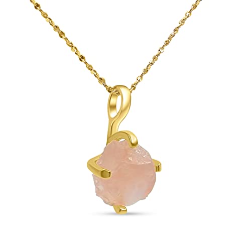Natural raw rose quartz chain pendant...