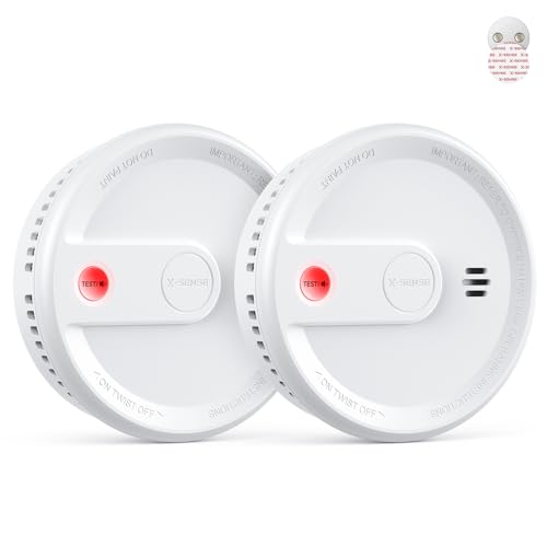 X-Sense Détecteur de Fumée avec Pile Scellée 10 Ans de Durée de Vie, Alarme d’Incendie Aimantée sans Perçage, Mode Veille sans Clignotement, Ultra-Fin,...