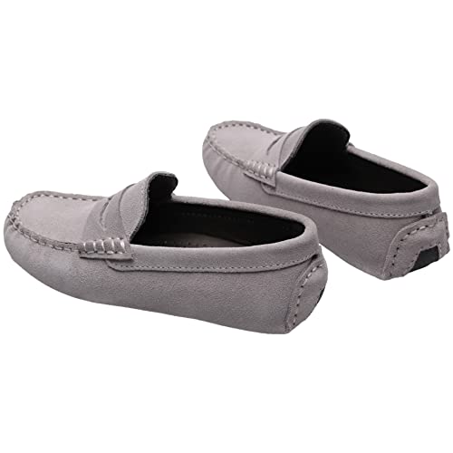 Rismart Kids Penny Loafers For Boys Girls Slip On School Casual Flat Boat Shoes (Grey,1.5 Little Kid) #TOP4