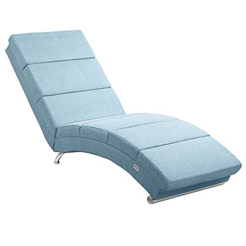 CASARIA Diván Chaise Longue Tumbona XXL London 186x89x55cm Sillón Ergónomico de Salón Oficina 180Kg Tela Azul Petróleo