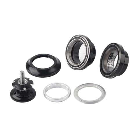 VGEBY Headset, Bike Bearing Headset Solid Aluminum Alloy Tapered Stack Headset Head Tube Straight Steerer Fork Bearing(Black) 1 1/8 Headset Threadless 1 1/8 Headset Threadless Cover