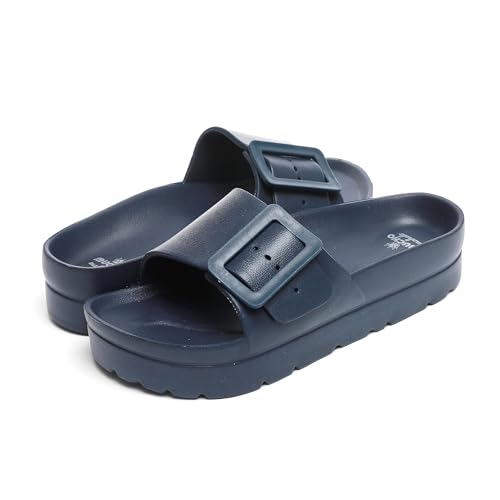 Happyo MUCHO MAHALO Maui Women's Platform Sandals, Adjustable Buckle Flat Sandals with Arch Support, EVA Foam Slides with Thick Soles Extra Cushion2