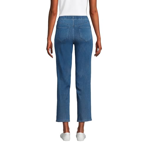 Lands' End Women's Starfish High Rise Knit Denim Straight Crop Jeans2