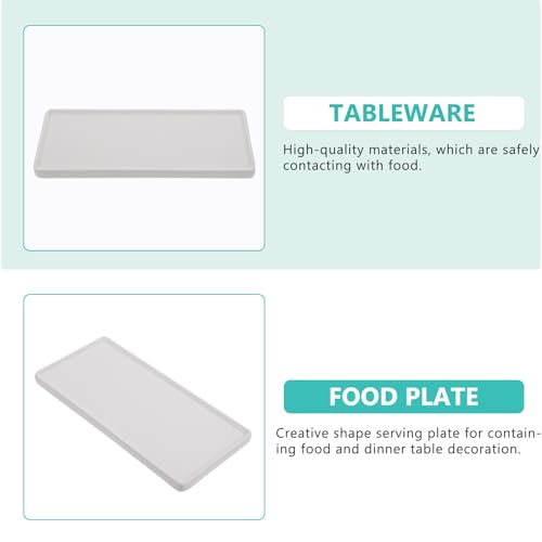 Plato rectangular pequeño de cerámica blanca mate miniatura 3