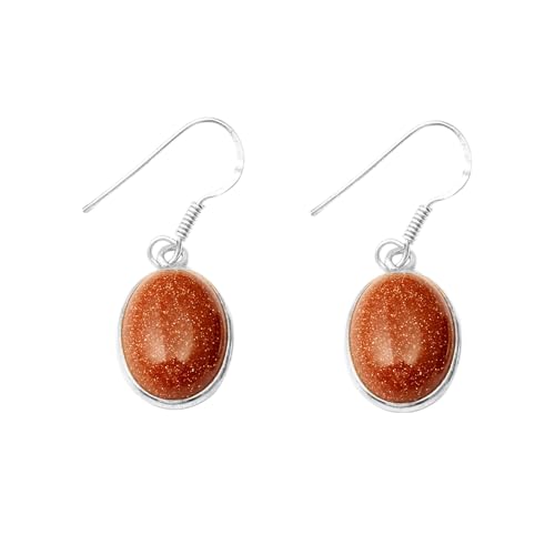 Boucles d'oreilles pierre de soleil pendantes argent 925 pierres naturelles