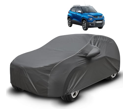 Image of Auto Hub Waterproof Car Cover Compatible with Tata Punch with Mirror Pockets, Soft Cotton Lining, Punch Car Cover Waterproof, Grey