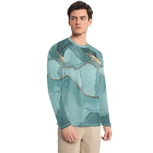 Marble Silver Sage Green Men's UPF 50+ Swim Shirts Slim fit Long Sleeve Men's Sun Shirt Long Sleeve Water Fishing3