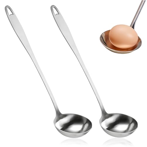 YRUHAN 2 Piezas Cucharón de Sopa, Cazo Sopero de Acero Inoxidable, Cucharones de Cocina, no es Fácil de Quemar, Suave y Fácil de Limpiar, Fácil de Guardar, Adecuado para Servir Sopa, Remover