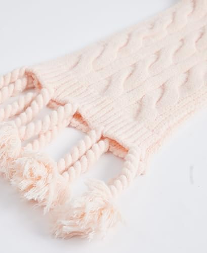 NEOSAN Women's Knit Scarf Winter Neck Warm Long Ribbed Thick Scarves Fashion Tassel Scarf Pale Pink3