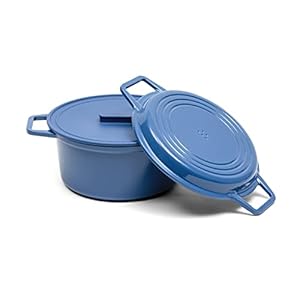 Misen Enameled Cast Iron Dutch Oven – Premium Quality Thick Core | Chip-Resistant Enamel Coating | Versatile Multi-Purpose Shape | Wide Handles for Easy Handling | Ideal for Everyday Cooking | 7QT I Blue