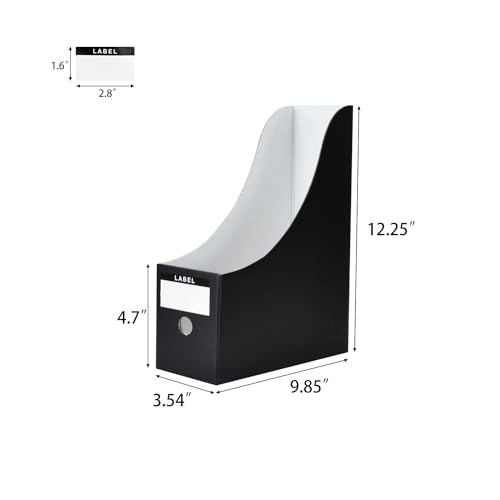 Magazine-File-Holder-6PackBlack-Magazine-File-Organizer-for-Home-Office-Classroom-Desk-File-Organizer-Magazine-Storage-Box-with-Label-Stickers