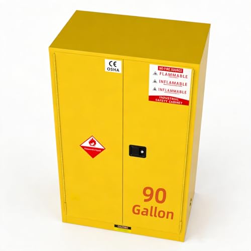 MuWeixin 90 Gal 70''x45''x20'' Fireproof Safety Cabinet, Adjustable Shelf, 3-Point Secure Latch, Grounding Conductor for Static Control, ROHS CE Explosion-Proof Certified, Commercial/Industrial Use