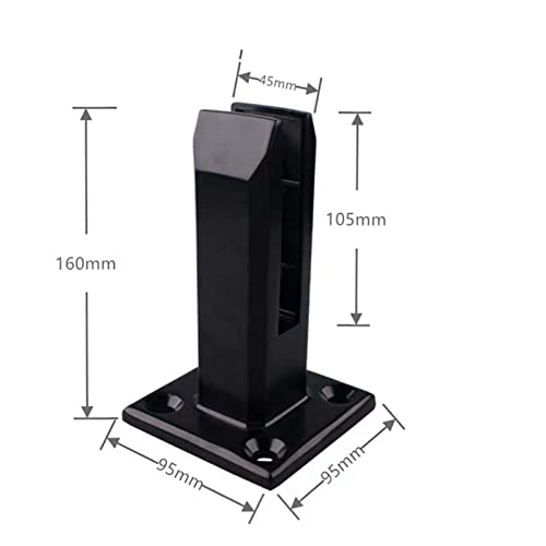 KMERCE Stehende Glasklemme Schwarz, Große Glasklemme aus 304 Edelstahl, Glashalter für Treppen, Halterung für Glas, Zaun, Pool, Wand, Zaun, Glas für Handläufe, Balkon, Treppengeländer, H160mm