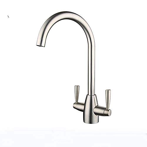 Mitigeur de cuisine inox 304 double robinet évier et lave-vaisselle