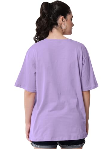 Image of LEOTUDE Women's cotton Oversized Fit Oversized Half Sleeve Tshirt, Round Neck Longline Drop Shoulder Solid T-Shirt