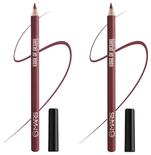 Image of MARS Matte Lip Liner One Swipe Smooth Long Lasting Lip Pencil (1.4gm) - (05-WINE NIGHT) & (04-SCANDALOUS BROWN)