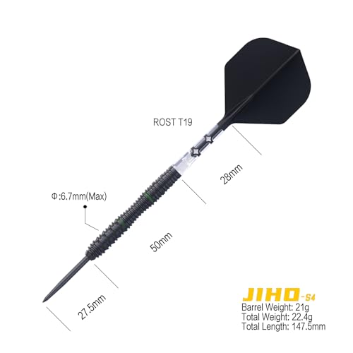 CUESOUL JIHO S4 21g Steel Tip 90% Tungsten Dart Set including Titanium Coated and Unifying ROST T19 Flight - Image 2