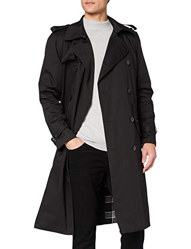 Mens Traditional Double Breasted Long Trench Coat Cotton Military Rain Mac TopCoat2