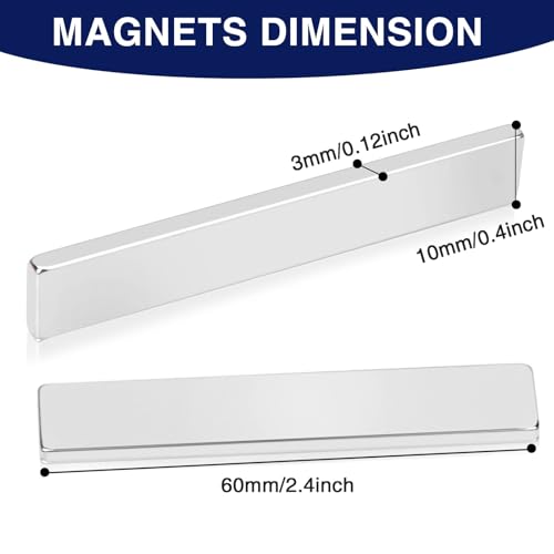 Image of MIKEDE 50 Pack Neodymium Bar Magnets, Super Strong Heavy Duty with Double-Sided Adhesive Powerful Rare Earth Magnet Bars for Craft, Fridge, Kitchen, Office 60x10x3mm