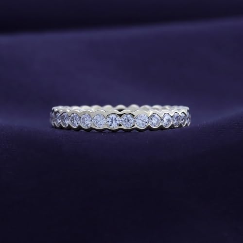 SAVEARTH DIAMONDS 1 Carat Round Cut Lab Created Moissanite Diamond Full Eternity Stackable Wedding Band Ring For Women In 14K Gold Over Sterling Silver (VVS1 Clarity, 1.00 Cttw)3
